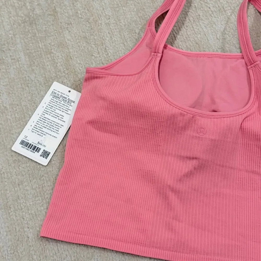 NWT Lululemon Ebb to Street Scoop-Neck Cropped Tank Top in Candy Cloud Size 12